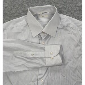 Suitsupply Traveller Shirt Mens 40 / 15.75 White Blue Stripe Slim Fit Button Up